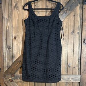 Nine West Black Eyelet Square Neck Mini Dress